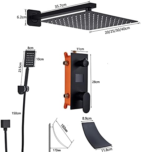 Rain Shower System with Digital Display Black Faucet Set