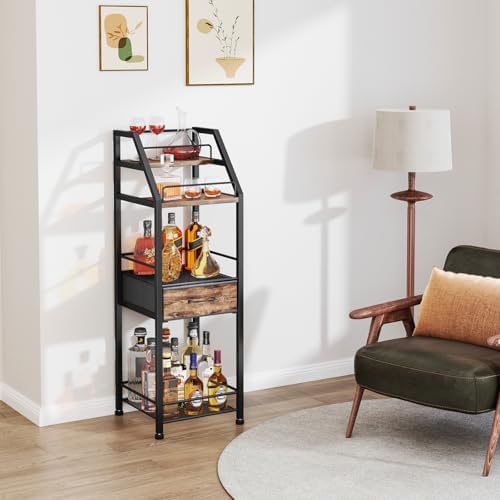 HapiRm 4-Tier Freestanding Wine Rack with Fabric Drawer 1