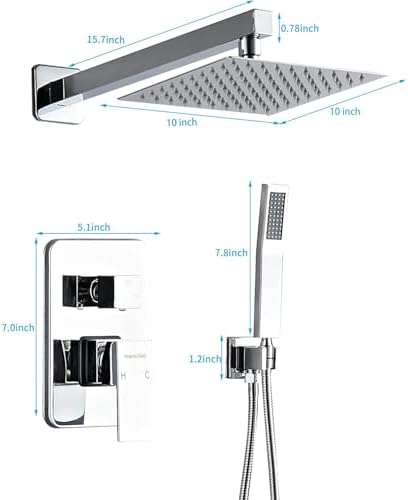 Hamckay 8 Inch Chrome Shower Faucet Set