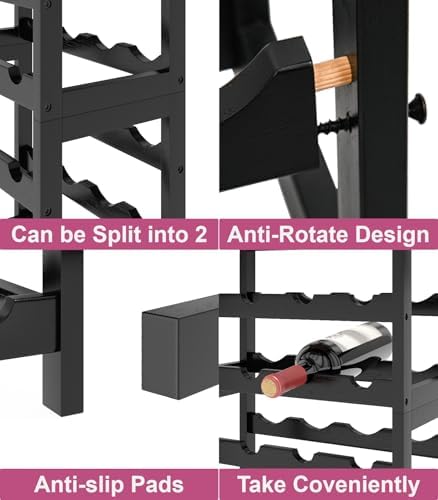 MOGELAFOO 6 Tier Bamboo Wine Rack 24 Bottles