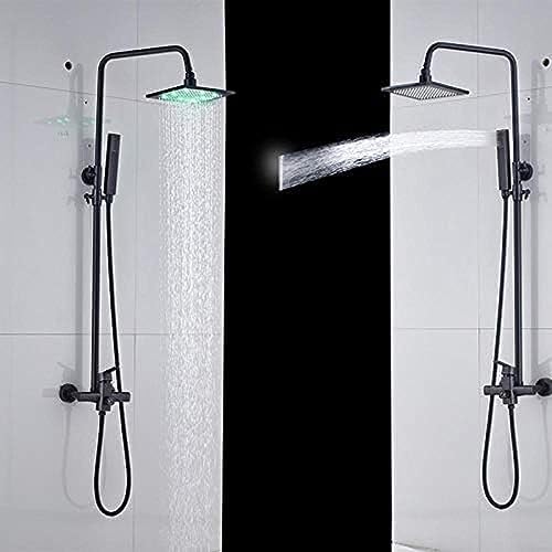 TECKI Shower Faucet Set with LED Rainfall Head and Handheld Tap