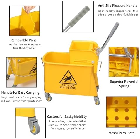 Wajeehaa 22 Qt Mop Bucket with Wringer and Cotton Mop 1