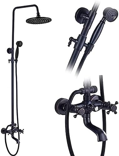 TECKI Dual Handle Bath Shower Set with Handshower and 8 Rainfall Showerhead