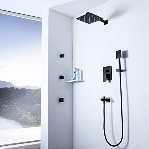 Black Rain Shower System with Body Jets and Handheld