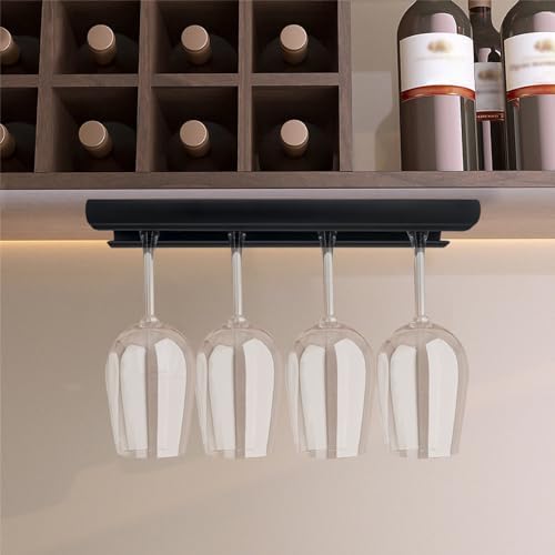 GeLive 12 Inch Wine Glass Holder Under Cabinet Set of 2 Black