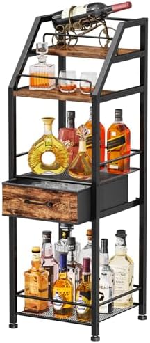 HapiRm 4-Tier Freestanding Wine Rack with Fabric Drawer 1