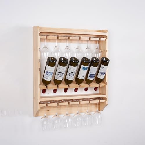 18 Bottle Wall Wine Rack with Glass Holder 1