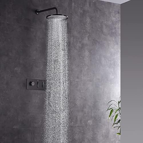 White Wall Mounted Shower System with Rain and Handheld Heads 1
