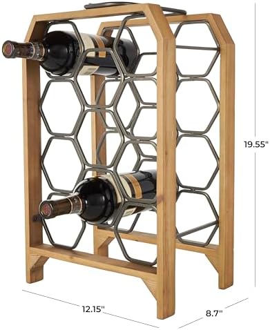 Deco 79 Industrial Wood Wine Rack with 11 Slots