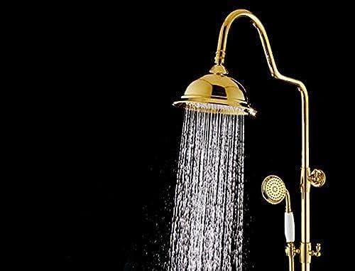 TECKI Luxury Brass Rainfall Shower Set 8 Inch Handheld