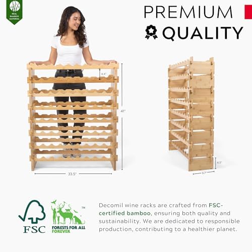 Decomil 8-Tier Bamboo Wine Rack 72 Bottle Capacity 1