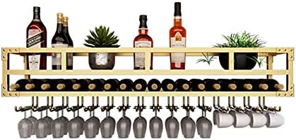 2-Layer Wall-Mounted Wine Rack - Wrought Iron Wine Bottles and Glasses Holder
