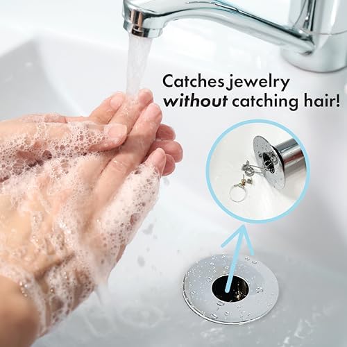 DrainFunnel Chrome Sink Strainer for Hair Clog Prevention 11-18 Inch