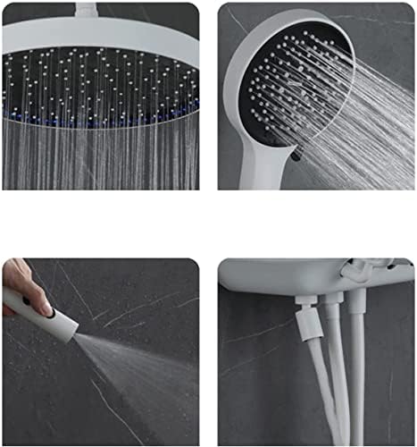Thermostatic Shower System with LED Display and 4 Functional Fixtures White