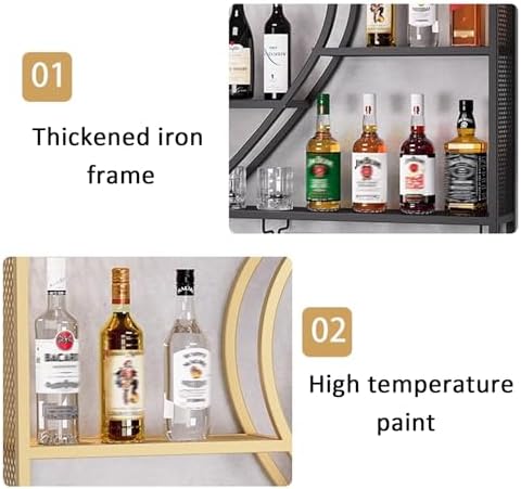JKGHK 4-Layer Wall Mounted Wine Rack Black Industrial Style