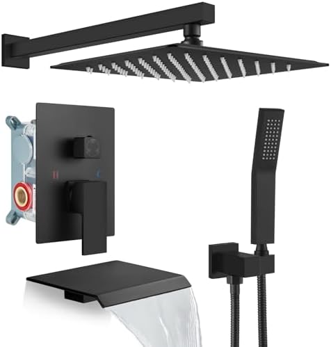 gotonovo 10 Inch Rain Shower Head System with Handheld Sprayer and Tub Spout