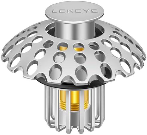 LEKEYE Bathroom Sink Stopper with Hair Catcher - Pearl Chrome 1