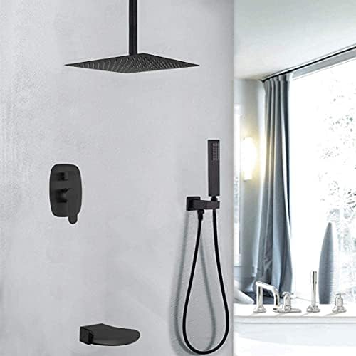 Matte Black Ceiling Mounted Shower System 10-12 Inch Set