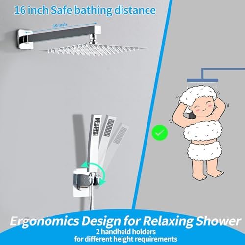Hamckay 8 Inch Chrome Shower Faucet Set