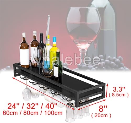 Whalebee Wall-Mounted Wine Glass Rack - 5 Rows Black Gold White