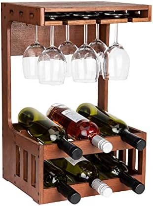 Mind Reader Wall-Mounted Wine Rack 6-Bottle Capacity Wood Brown