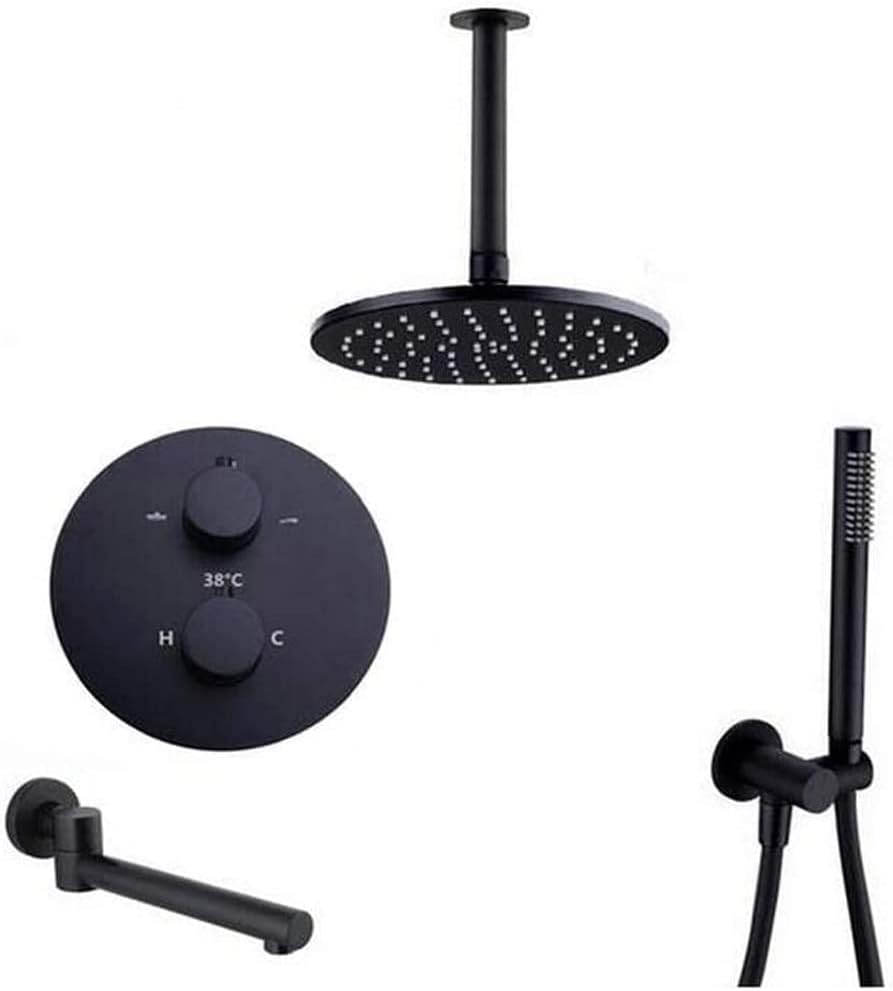 Luxury Shower Set with 8-12 Round Rainfall and Handheld Shower Heads