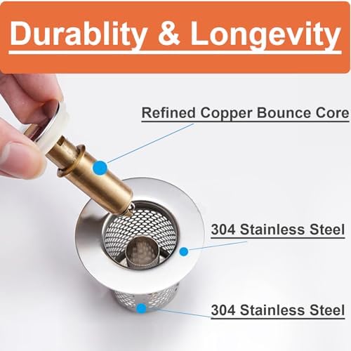 RUXIEWEY Bathroom Sink Drainer Strainer 2PCS Stainless Steel Hair Catcher