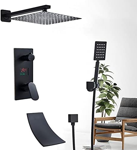Rain Shower System with Digital Display Black Faucet Set