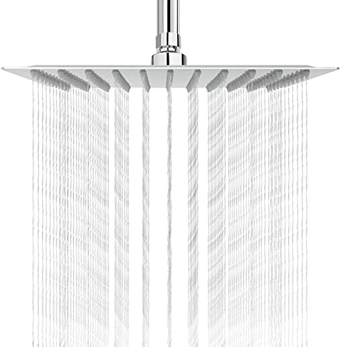 NearMoon 10-Inch Square Rain Shower Head with Chrome Finish