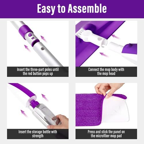 Panda Grip Wet Spray Mop with 14 oz Refill and 3 Microfiber Pads