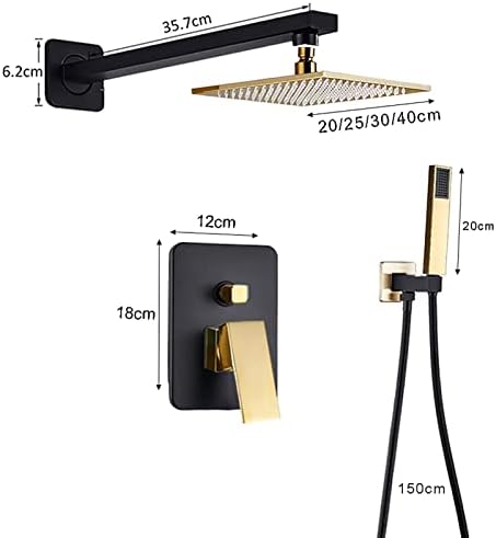 Black Gold Rain Shower System with Handheld