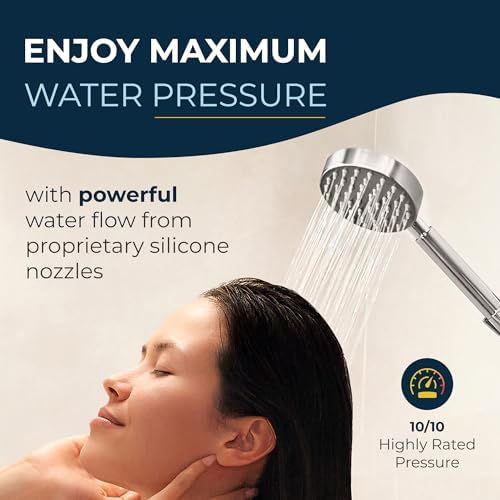 HammerHead Showers All Metal Handheld Shower Head with Hose and Brass Holder