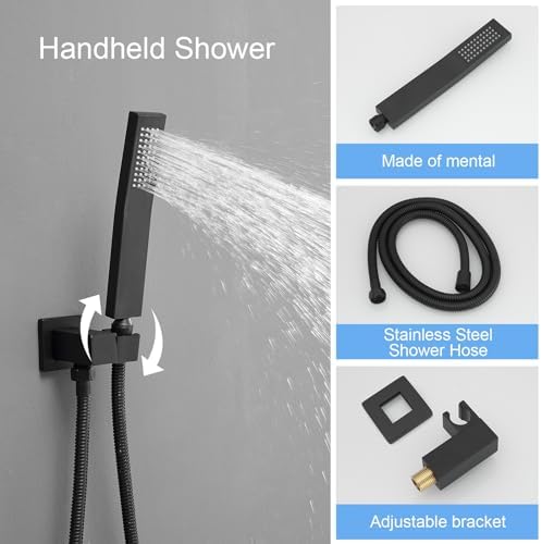 BWE 10 Inch Rain Shower Head with Body Jets and Handheld Sprayer