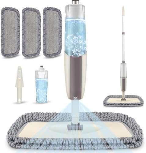 MEXERRIS 3x Reusable Microfiber Spray Dust Mop for Hardwood Floors