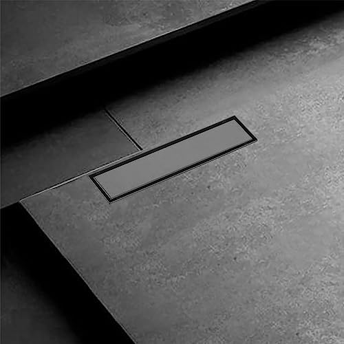 12 Inch Matte Black Linear Shower Drain with Removable Panel