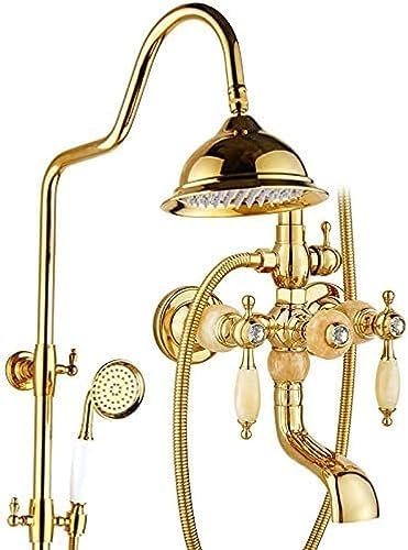 TECKI Luxury Brass Rainfall Shower Set 8 Inch Handheld