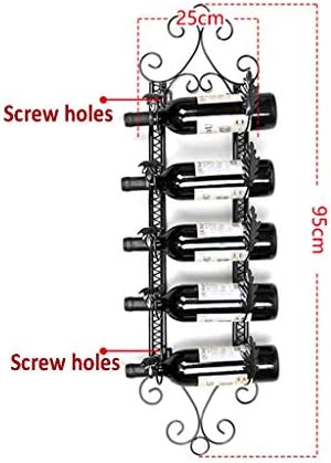 LASEVE Wall-Mounted Wine Rack 5 Bottles Capacity Rustic Industrial Design
