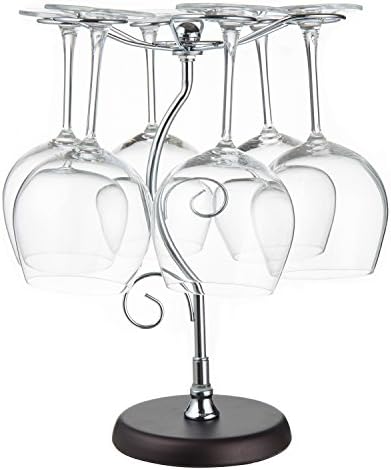 MyGift 6-Hook Wine Glass Holder with Scrollwork Design