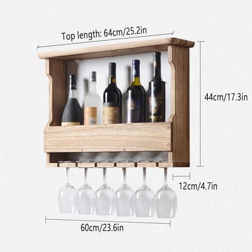 ERICAT Wall Mounted Wood Wine Rack for 6 Bottles Brown