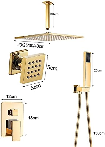 Gold Shower Faucet Set with 6 Massage Jets
