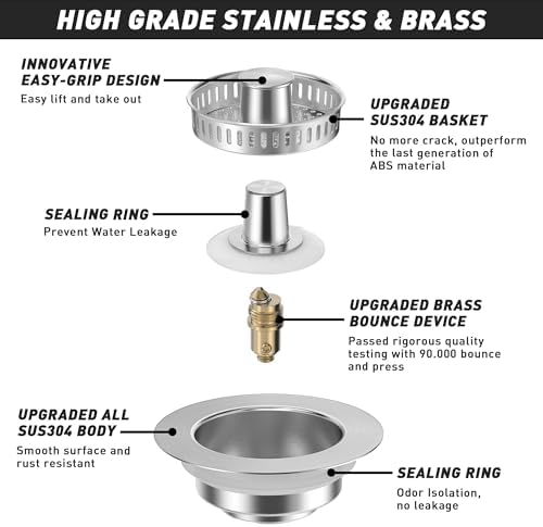 KENPMA 3-in-1 Kitchen Sink Drain Strainer