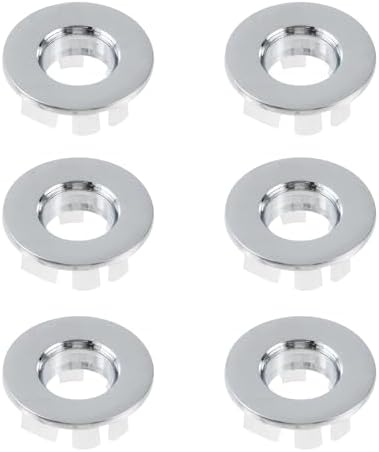 Wealrit 6 Pcs Chrome Bathroom Sink Overflow Caps