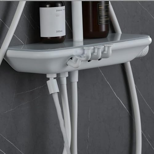 Thermostatic Shower System with LED Display and 4 Functional Fixtures White