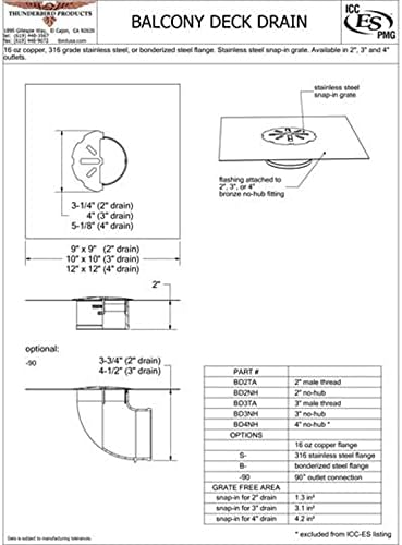 Copperlab Balcony Deck Drain Fitting 3 No Hub