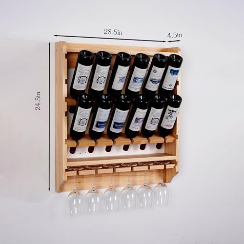 18 Bottle Wall Wine Rack with Glass Holder 1