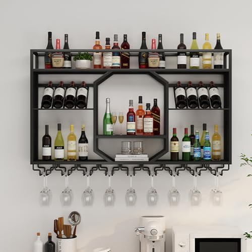 RAJYQODIS 4724in Wall-Mounted Wine Rack Black 1