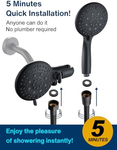 Cobbe 48-Setting 3-Way Shower Head Combo - Black