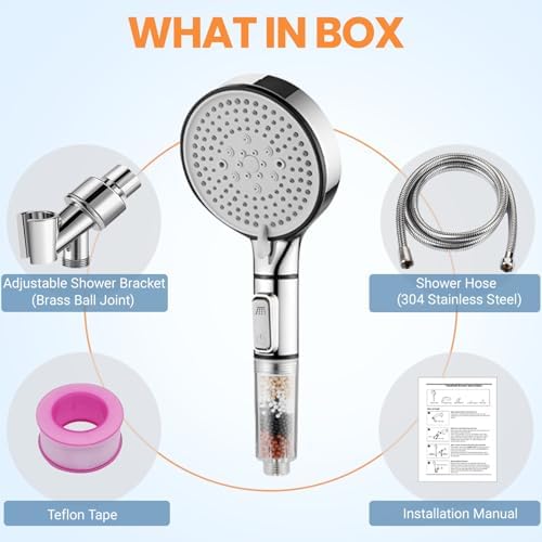 YEEREAD 5 Inch Chrome Shower Head with 5 Spray Modes