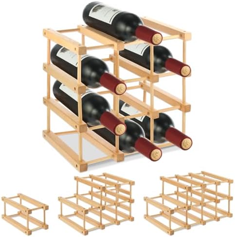 Wensdr 12-Bottle Stackable Wooden Wine Rack