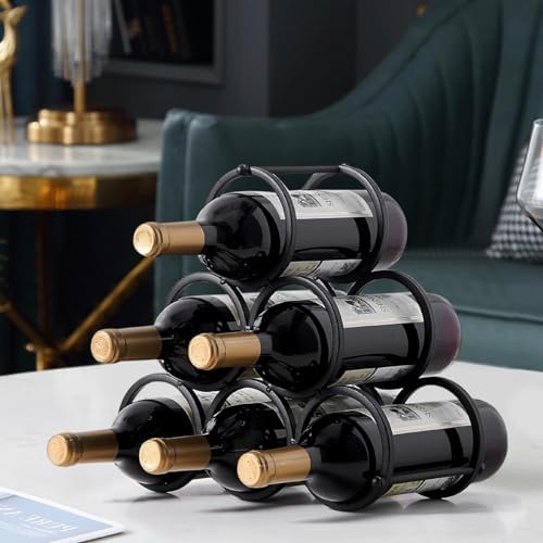 GeLive 6-Bottle Tabletop Wine Rack Frosted Iron
